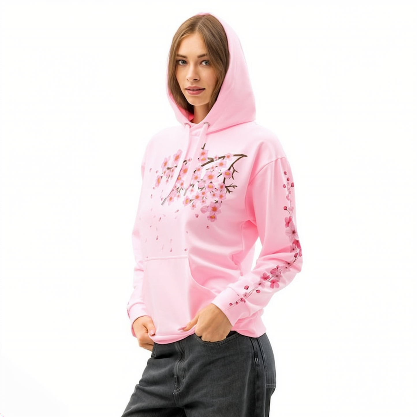 Sakura Cherry Blossom Hoodie - Spring Flowers Pink Vibes OOTD, Top for Stylish Spring Outfits