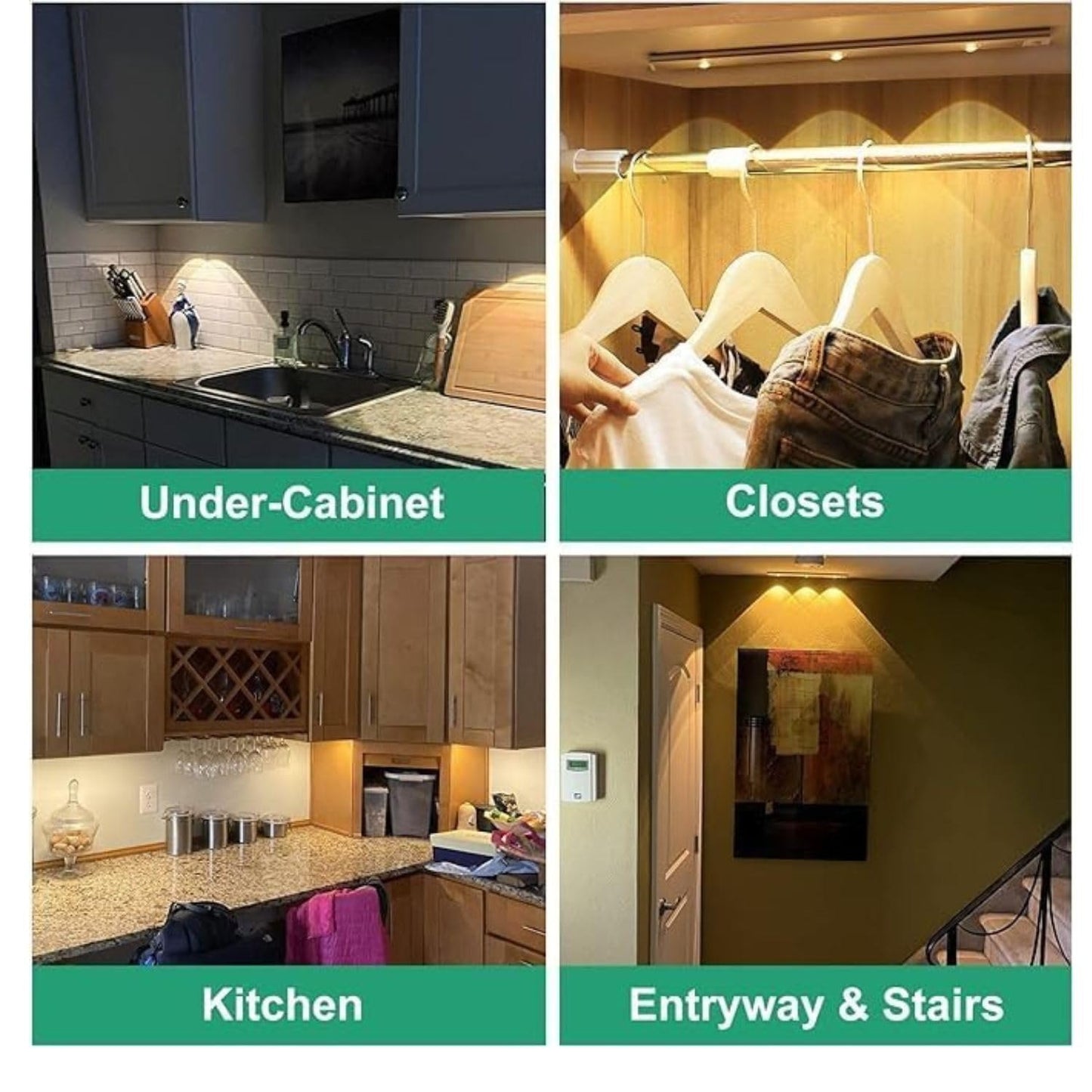 3 Light Modes Rechargeable LED Under
Cabinet Lights Motion Sensor Light