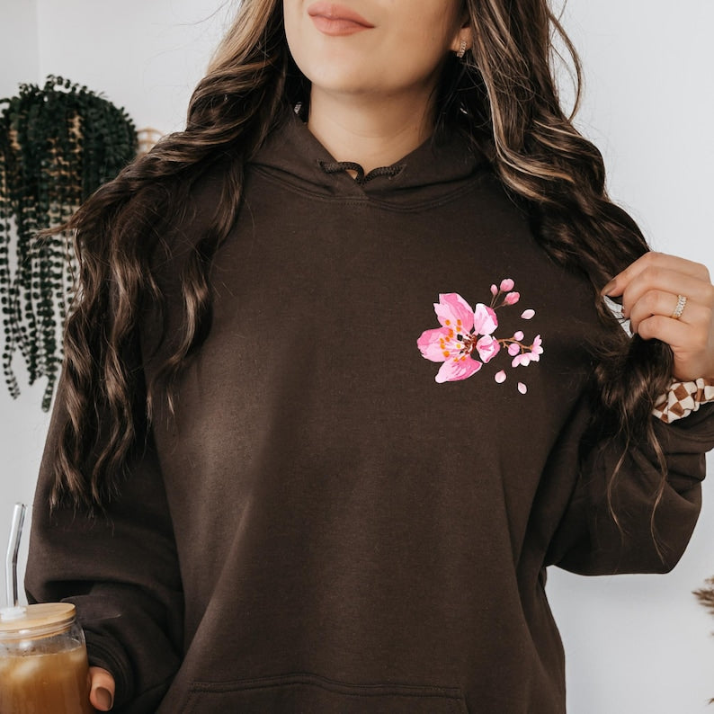 Cherry Blossom Hoodie Sakura Sweatshirt Flower Aesthetic Floral Top Japanese Streetwear Festival Sweater Travel Clothing Nature Stuff Comfy